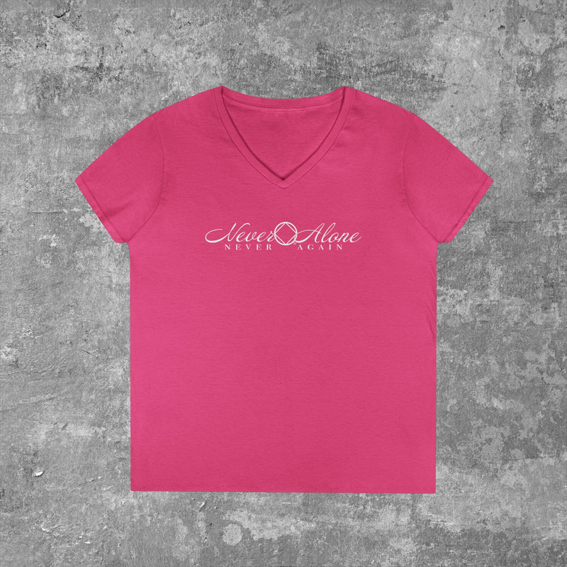 Load image into Gallery viewer, Never Alone 🔷 Never Again Women's V-Neck T-Shirt