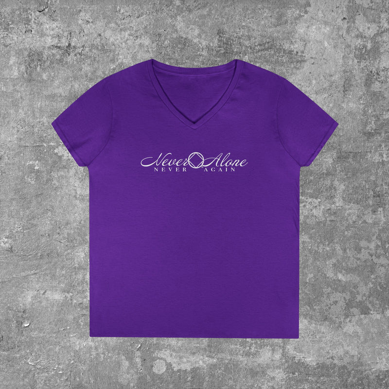 Load image into Gallery viewer, Never Alone 🔷 Never Again Women's V-Neck T-Shirt