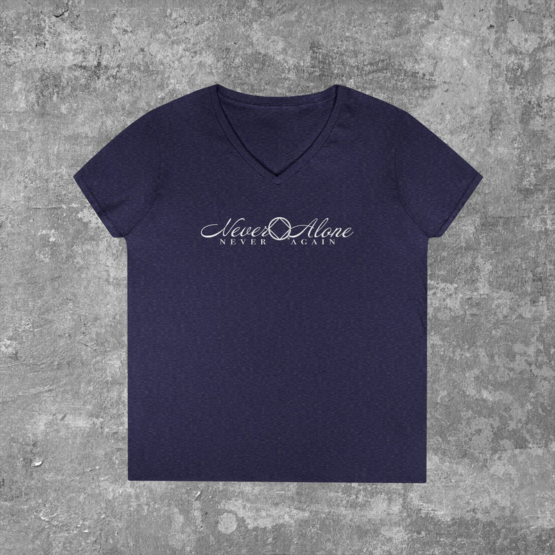 Load image into Gallery viewer, Never Alone 🔷 Never Again Women's V-Neck T-Shirt