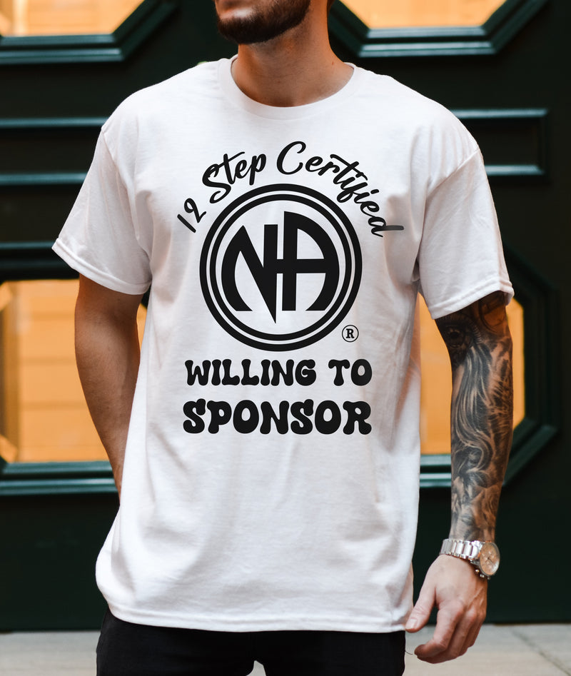 Load image into Gallery viewer, 12 Step Certified ~ Willing to Sponsor Narcotics Anonymous Unisex T-shirt