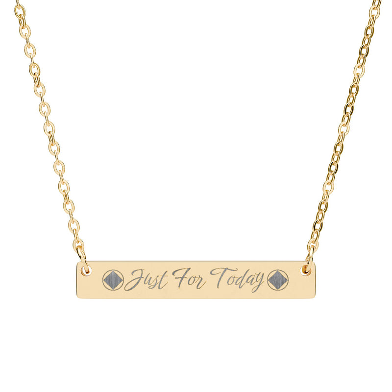 Load image into Gallery viewer, Just For Today Stainless Steel Engraved Horizontal Bar Necklace