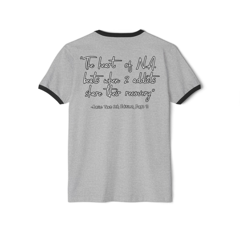 Load image into Gallery viewer, The Heart Beat of Narcotics Anonymous Unisex Cotton Ringer T-Shirt
