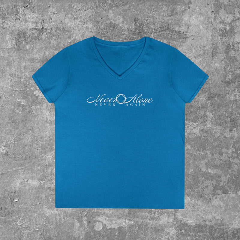Load image into Gallery viewer, Never Alone 🔷 Never Again Women's V-Neck T-Shirt