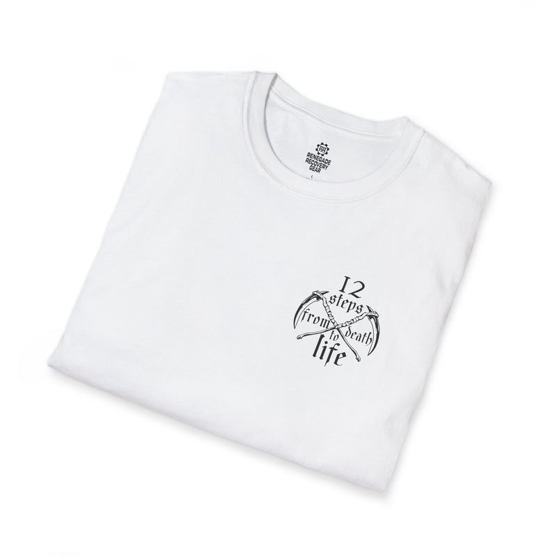 Load image into Gallery viewer, Work the Steps OR DIE MF'ER - 12 steps from death to life Unisex Women's Softstyle T-shirt