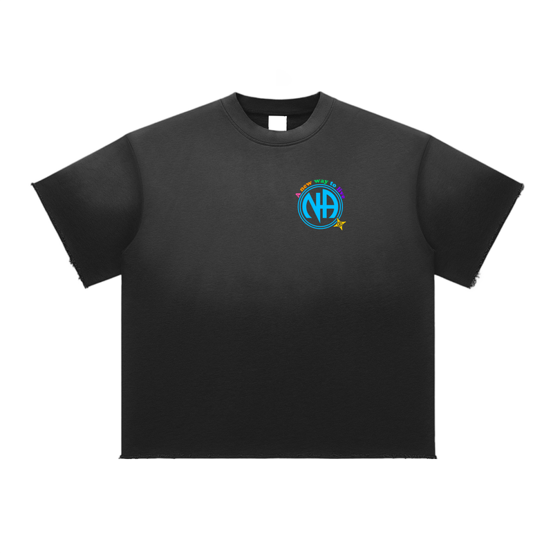 Load image into Gallery viewer, Living My Best Life the N.A. Way Sun Faded Raw Edge T-Shirt