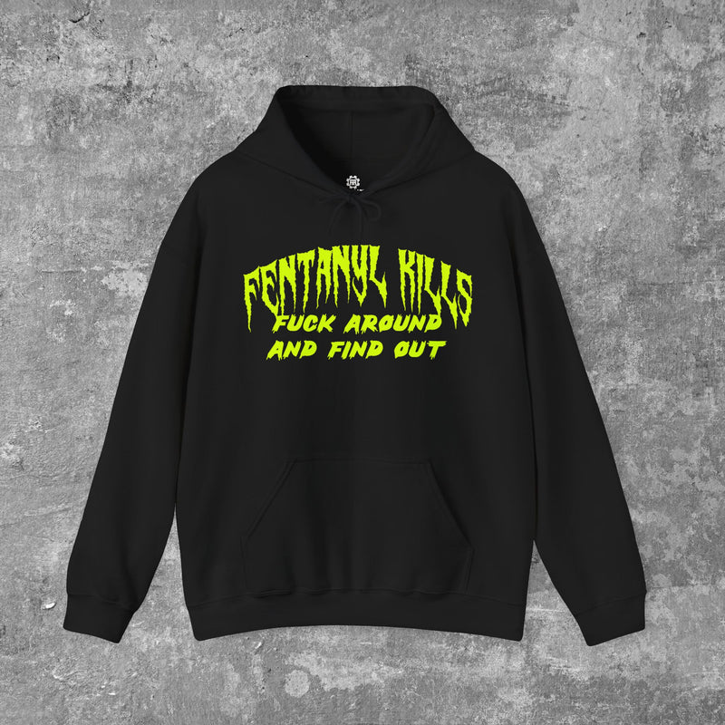 Load image into Gallery viewer, Fentanyl Kills Fuck Around and Find Out Unisex Men's Hooded Pull-Over Sweatshirt
