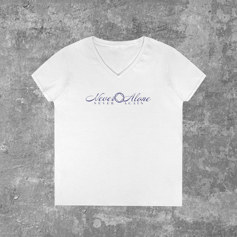 Load image into Gallery viewer, Never Alone 🔷 Never Again Women's V-Neck T-Shirt