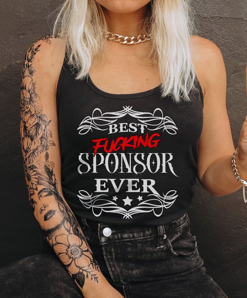 Load image into Gallery viewer, Best FUCKING Sponsor EVER! Women's Black Racerback Tanktop