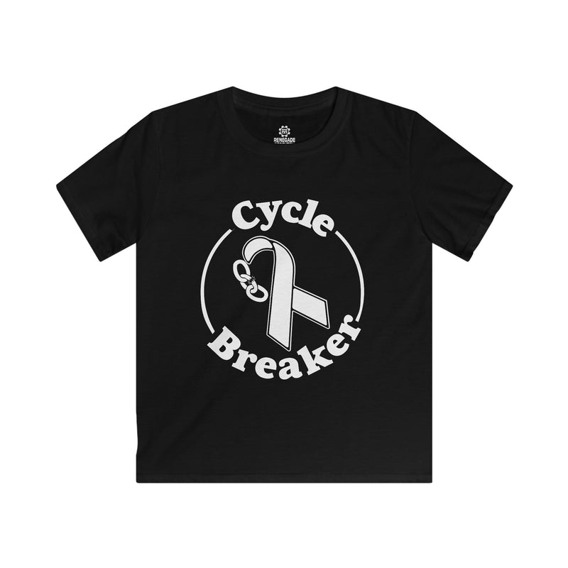 Load image into Gallery viewer, Black t-shirt with 'Cycle Breaker' design on a white background