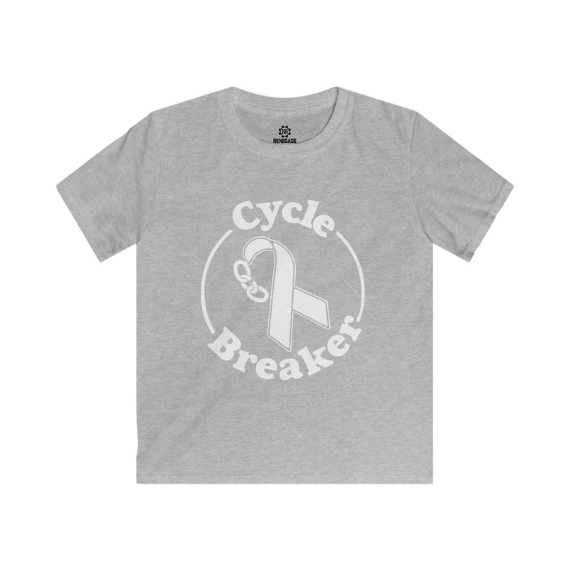 Load image into Gallery viewer, Gray t-shirt with 'Cycle Breaker' design on a white background