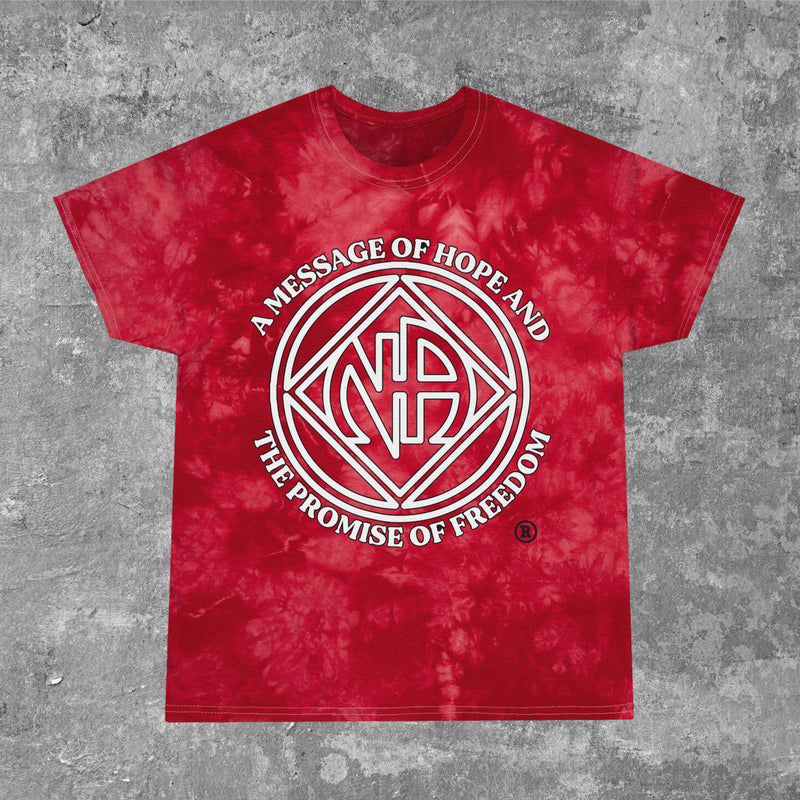 Load image into Gallery viewer, A Message of Hope and the Promise of Freedom Narcotics Anonymous Crystal Tie- Dye Unisex T-shirt