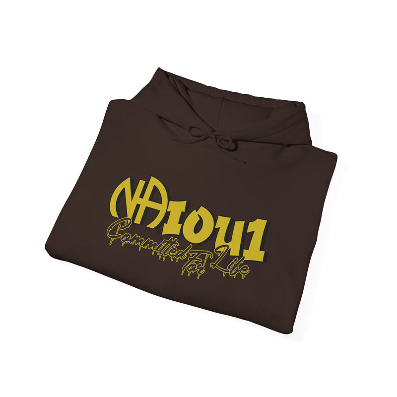 Load image into Gallery viewer, Folded brown hoodie with yellow text
