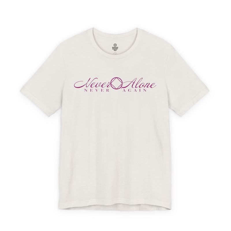 Load image into Gallery viewer, White t-shirt with pink and purple text on a white background