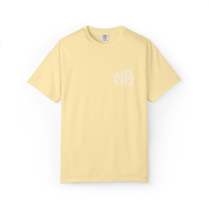 Load image into Gallery viewer, Yellow t-shirt with a white logo on a white background