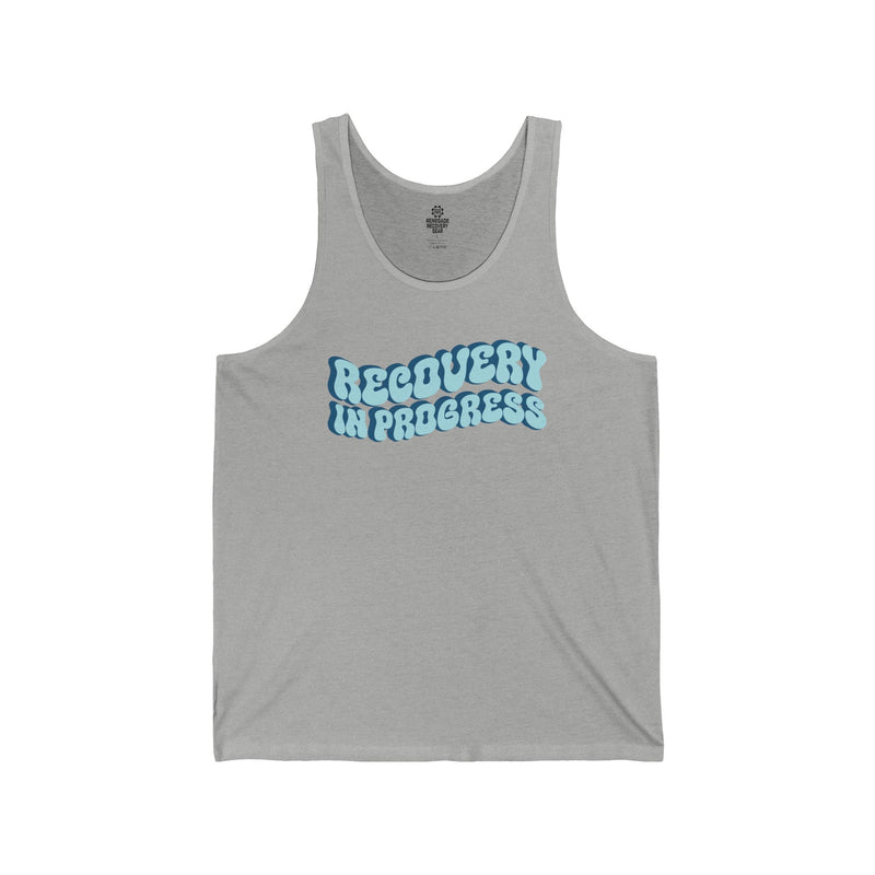 Load image into Gallery viewer, Gray tank top with 'Recovery In Progress' text on a white background