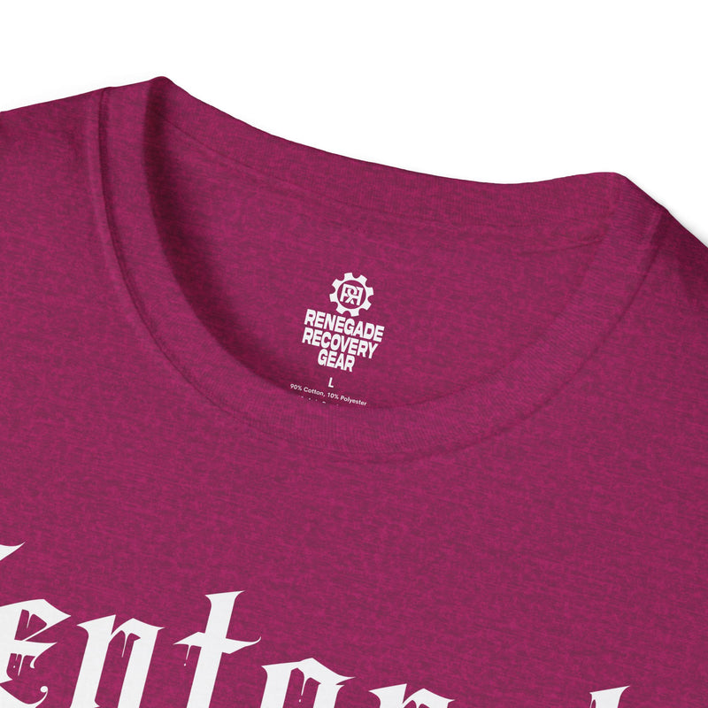 Load image into Gallery viewer, Close-up of a magenta shirt with 'Renegade Recovery Gear' logo and text.