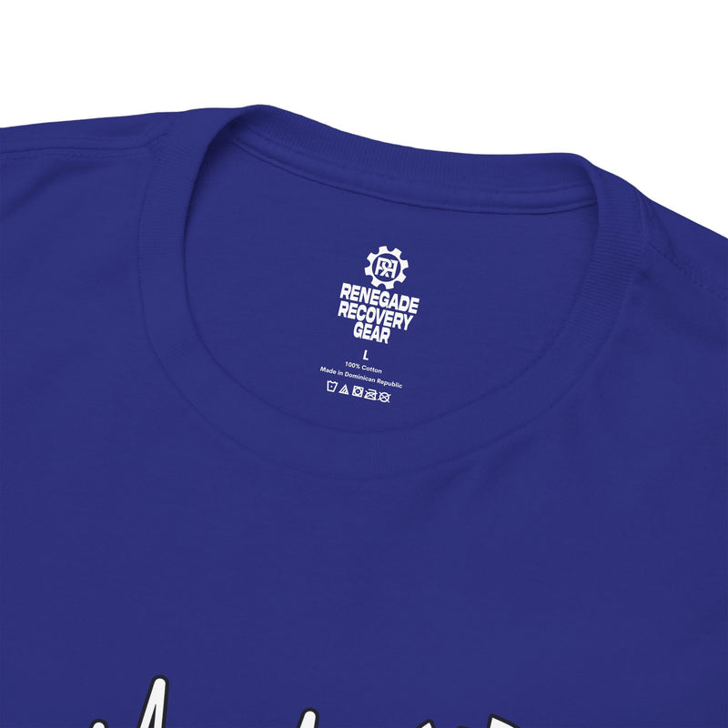 Load image into Gallery viewer, Close-up of a blue t-shirt with a brand logo on the collar.