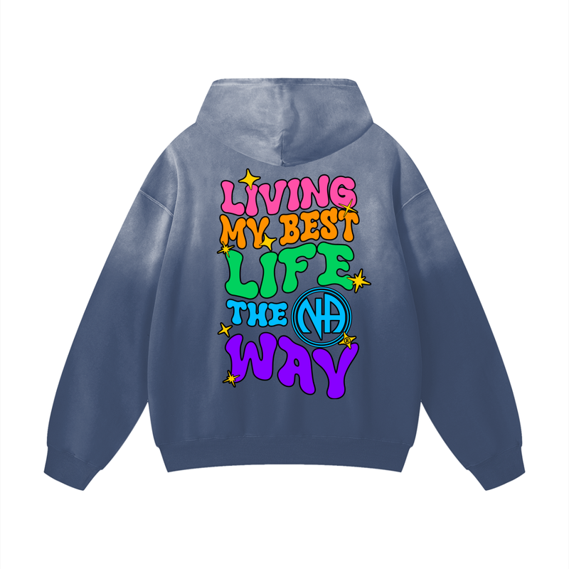 Load image into Gallery viewer, Living My Best Life the N.A. Way Heavyweight Sunfaded Oversized Hoodie