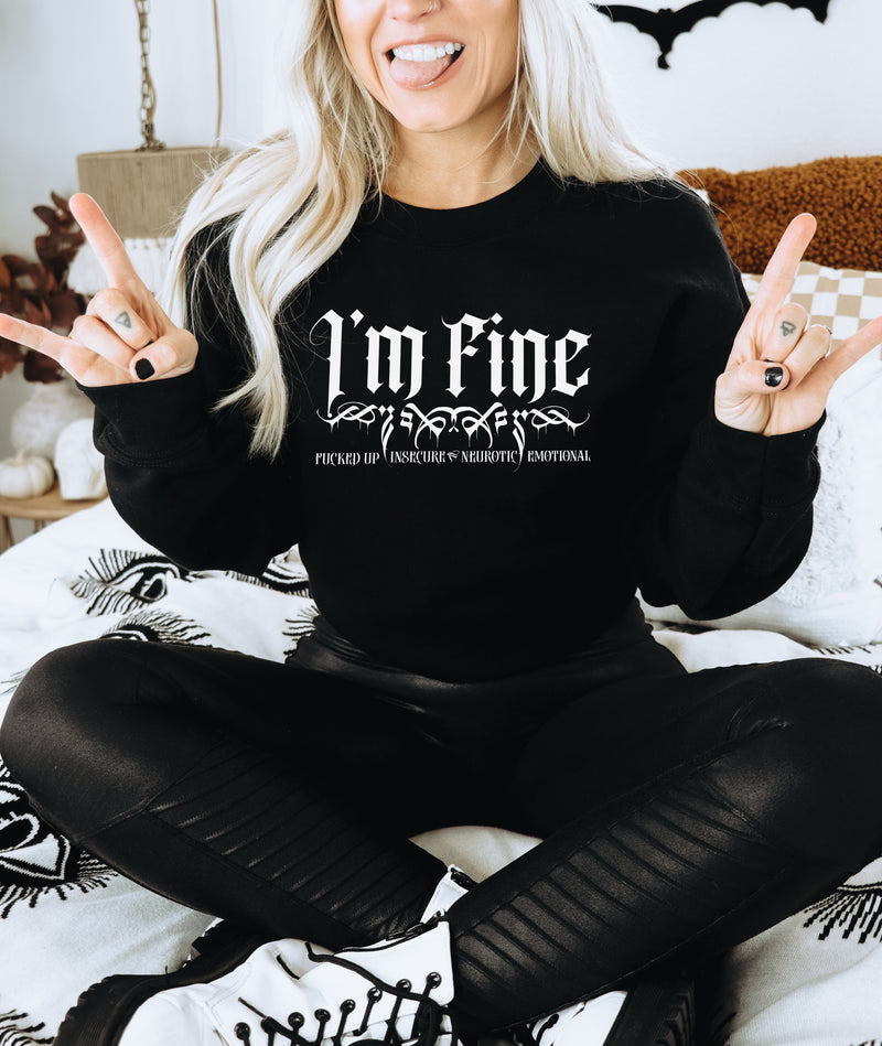 Load image into Gallery viewer, I'm F.I.N.E. - Fucked-Up, insecure, Nuerotic, and Emotional Unisex Heavy Blend Crewneck Sweatshirt