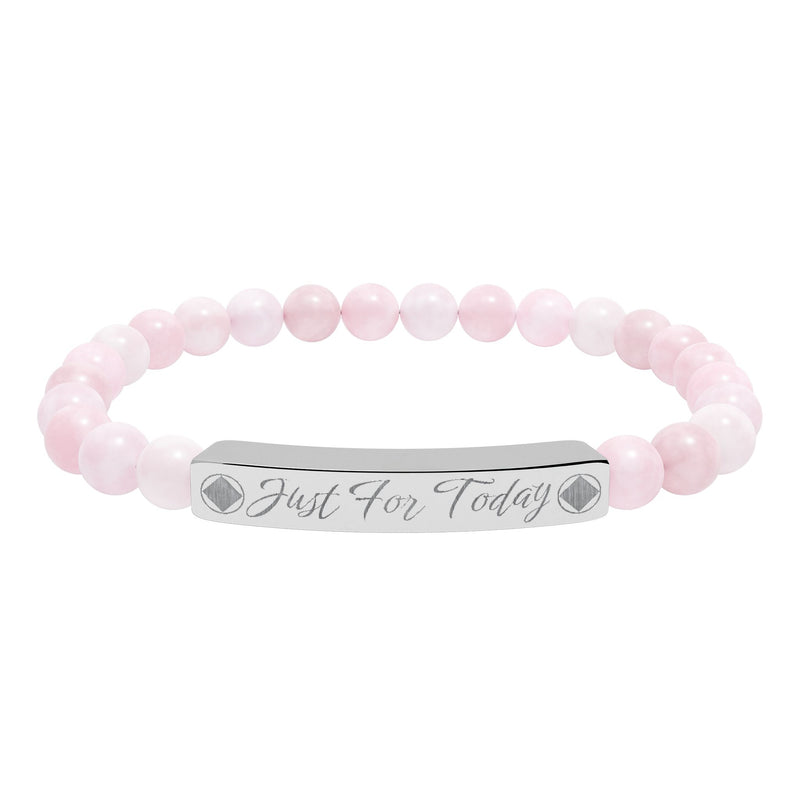 Load image into Gallery viewer, Just For Today Engraved Natural Stone Stretch Bar Bracelet