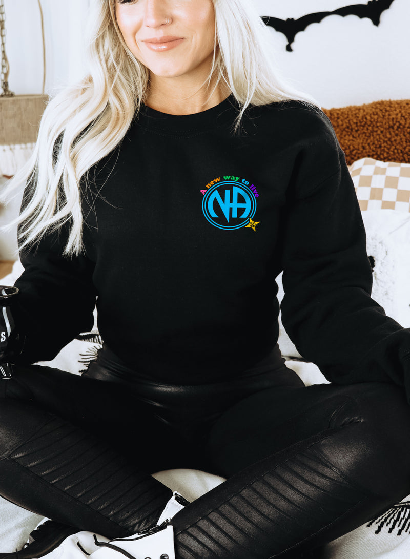 Load image into Gallery viewer, Living My Best Life the NA Way Narcotics Anonymous Unisex Comfort Colors Lightweight Crewneck Sweatshirt