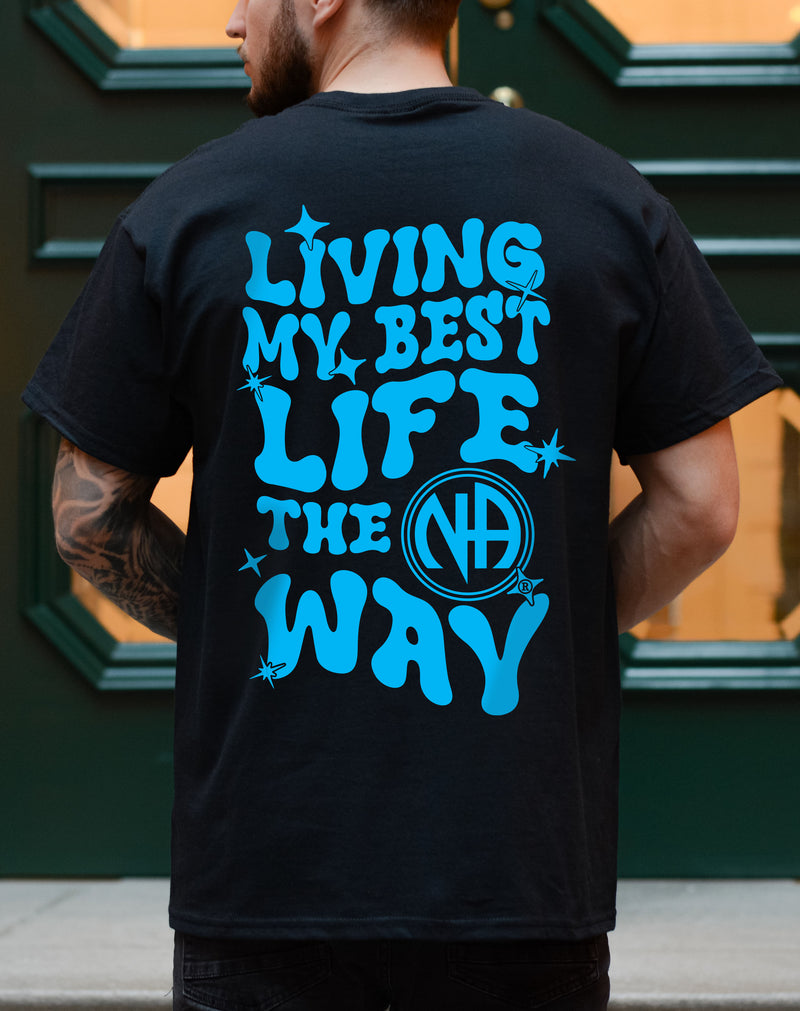 Load image into Gallery viewer, Living My Best Life the NA Way Narcotics Anonymous Unisex Softstyle T-Shirt