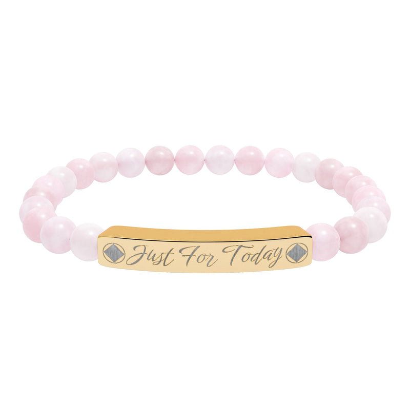 Load image into Gallery viewer, Just For Today Engraved Natural Stone Stretch Bar Bracelet