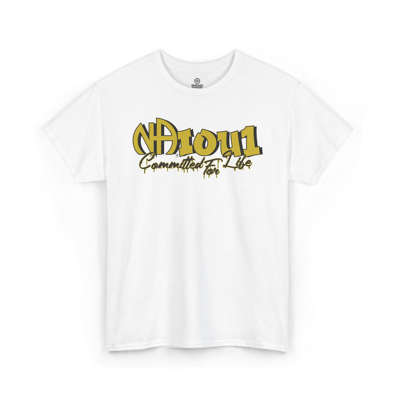 Load image into Gallery viewer, White t-shirt with yellow and black text on a white background