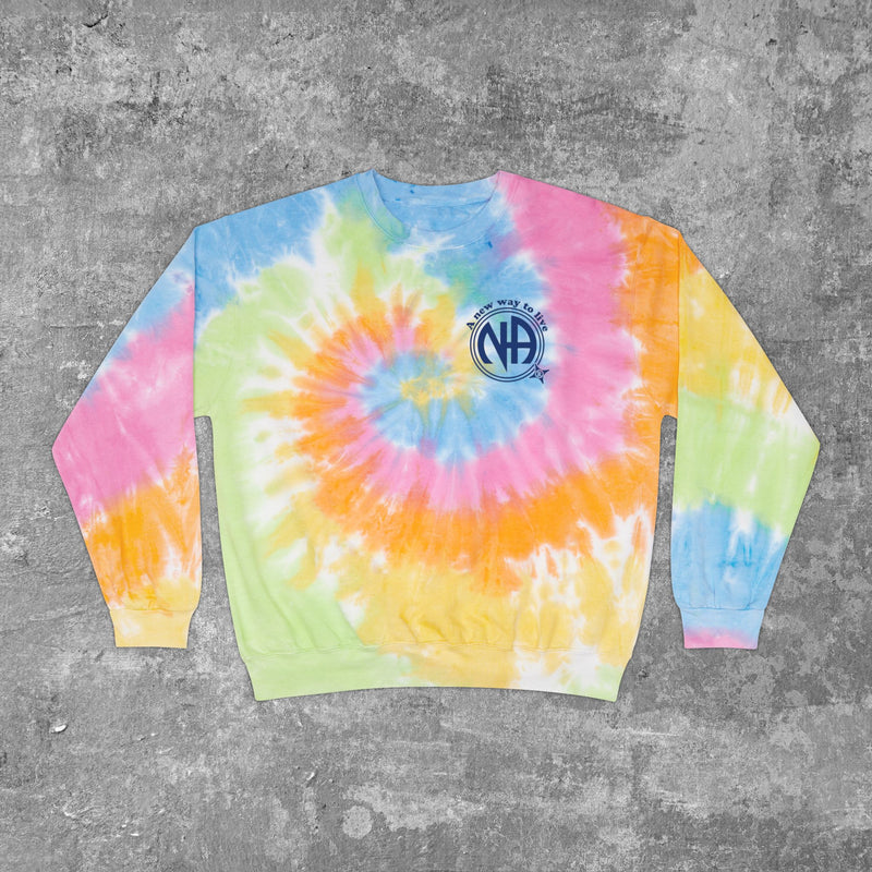 Load image into Gallery viewer, Living My Best Life the NA Way Narcotics Anonymous Unisex Tie-Dye Sweatshirt
