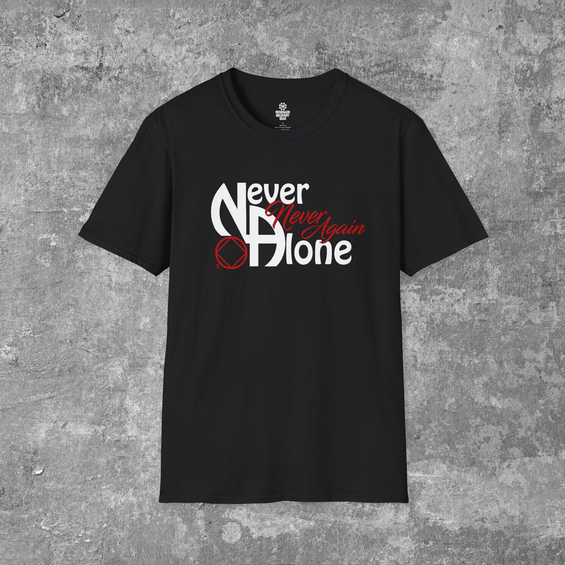 Load image into Gallery viewer, Never Alone, Never Again Narcotics Anonymous Unisex Men&#39;s Softstyle T-shirt
