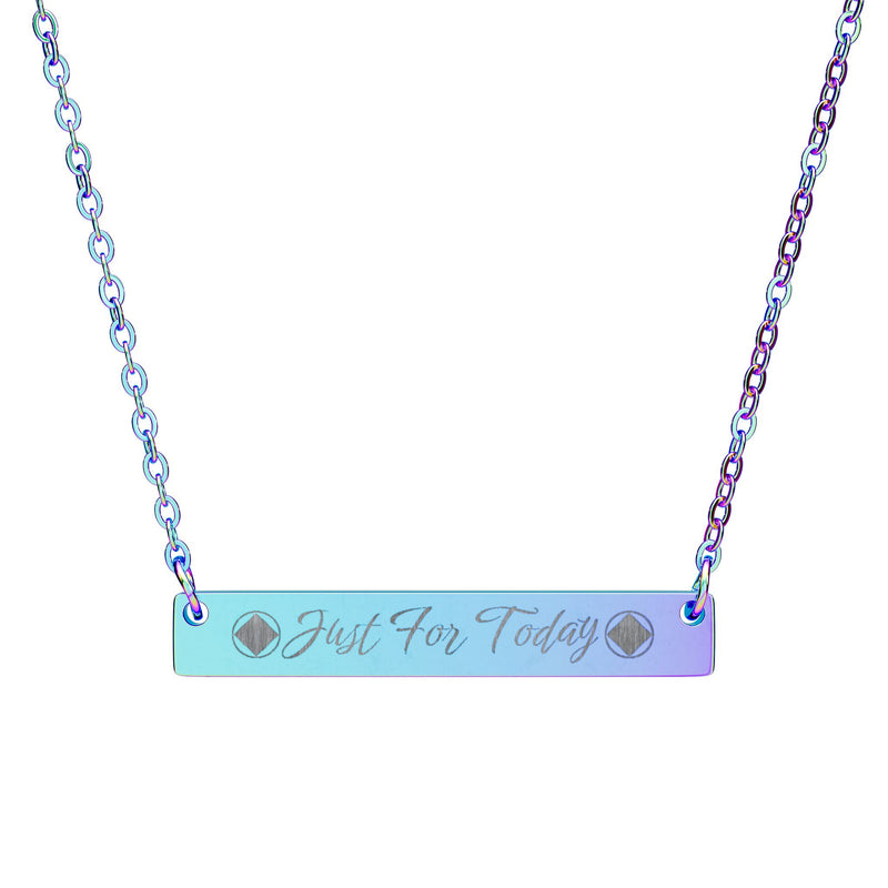 Load image into Gallery viewer, Just For Today Stainless Steel Engraved Horizontal Bar Necklace
