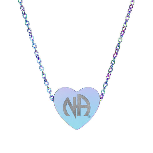 NA Narcotics Anonymous Engraved Heart Necklace