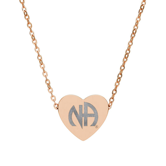 NA Narcotics Anonymous Engraved Heart Necklace