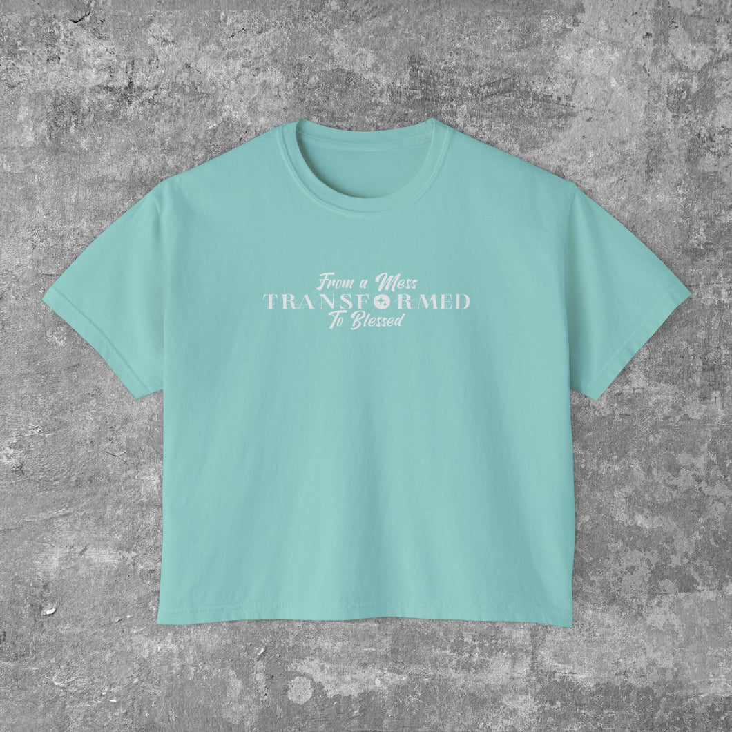 From a Mess ✨Transformed✨ to Blessed Women's Boxy Cropped Tee