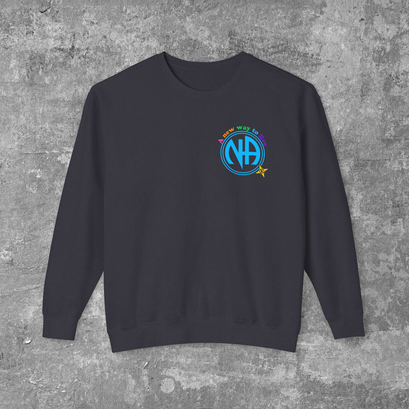 Load image into Gallery viewer, Living My Best Life the NA Way Narcotics Anonymous Unisex Comfort Colors Lightweight Crewneck Sweatshirt
