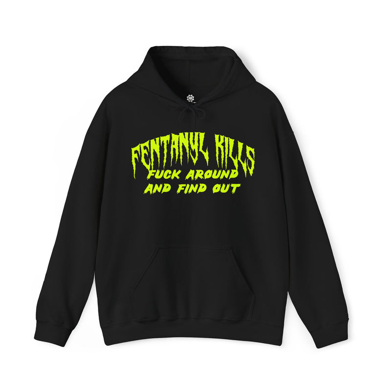 Load image into Gallery viewer, Fentanyl Kills Fuck Around and Find Out Unisex Heavy Blend Hooded Pull-Over Sweatshirt
