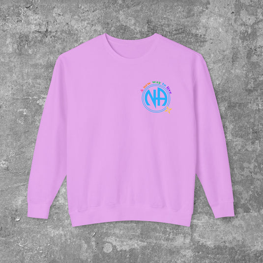 Living My Best Life the NA Way Narcotics Anonymous Unisex Comfort Colors Lightweight Crewneck Sweatshirt