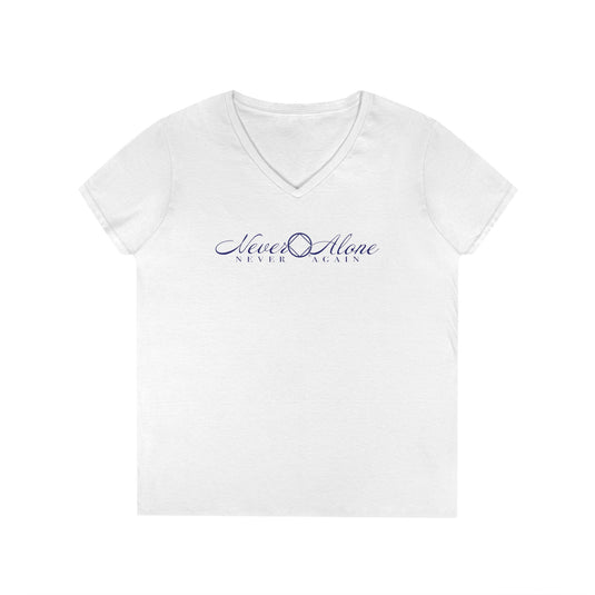 Never Alone 🔷 Never Again Women's V-Neck T-Shirt