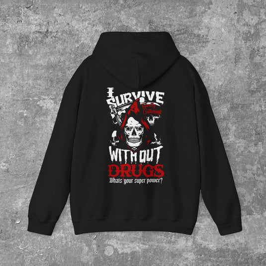 I Survive Family Gatherings Without Drugs, What's Your Super Power? Unisex Heavy Blend Pull-Over Hoodie