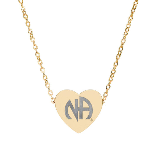 NA Narcotics Anonymous Engraved Heart Necklace