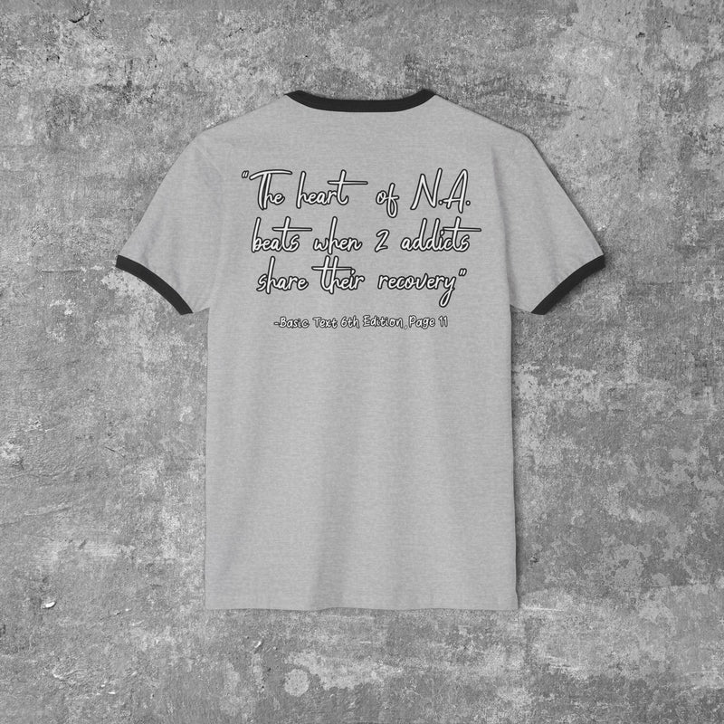 Load image into Gallery viewer, The Heart Beat of Narcotics Anonymous Unisex Cotton Ringer T-Shirt
