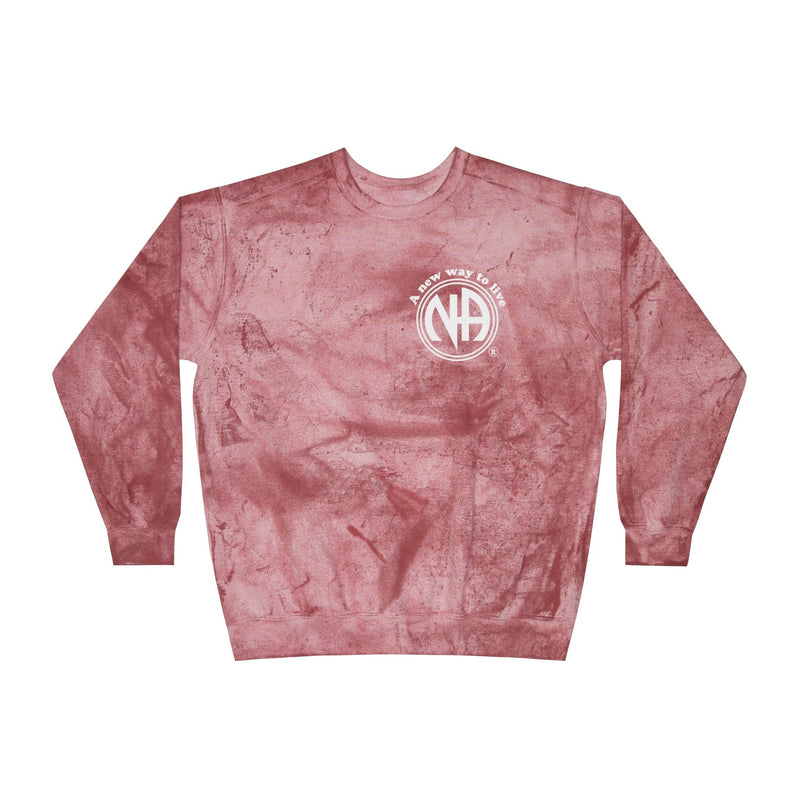 Load image into Gallery viewer, Living My Best Life the NA Way Narcotics Anonymous Unisex Women&#39;s Comfort Colors Color Blast Crewneck Sweatshirt
