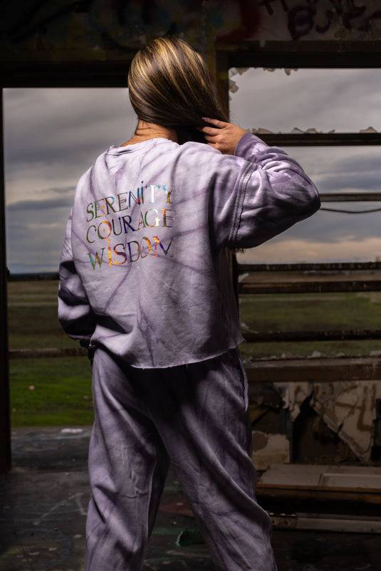 Serenity ~ Courage ~ Wisdom Holographic 'Lillac' Cropped Fleece Sweater