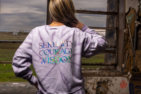 Serenity ~ Courage ~ Wisdom Holographic 'Lillac' Cropped Fleece Sweater