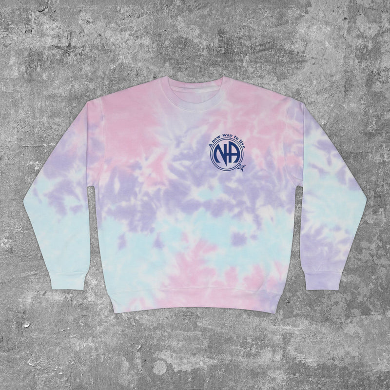 Load image into Gallery viewer, Living My Best Life the NA Way Narcotics Anonymous Unisex Tie-Dye Sweatshirt
