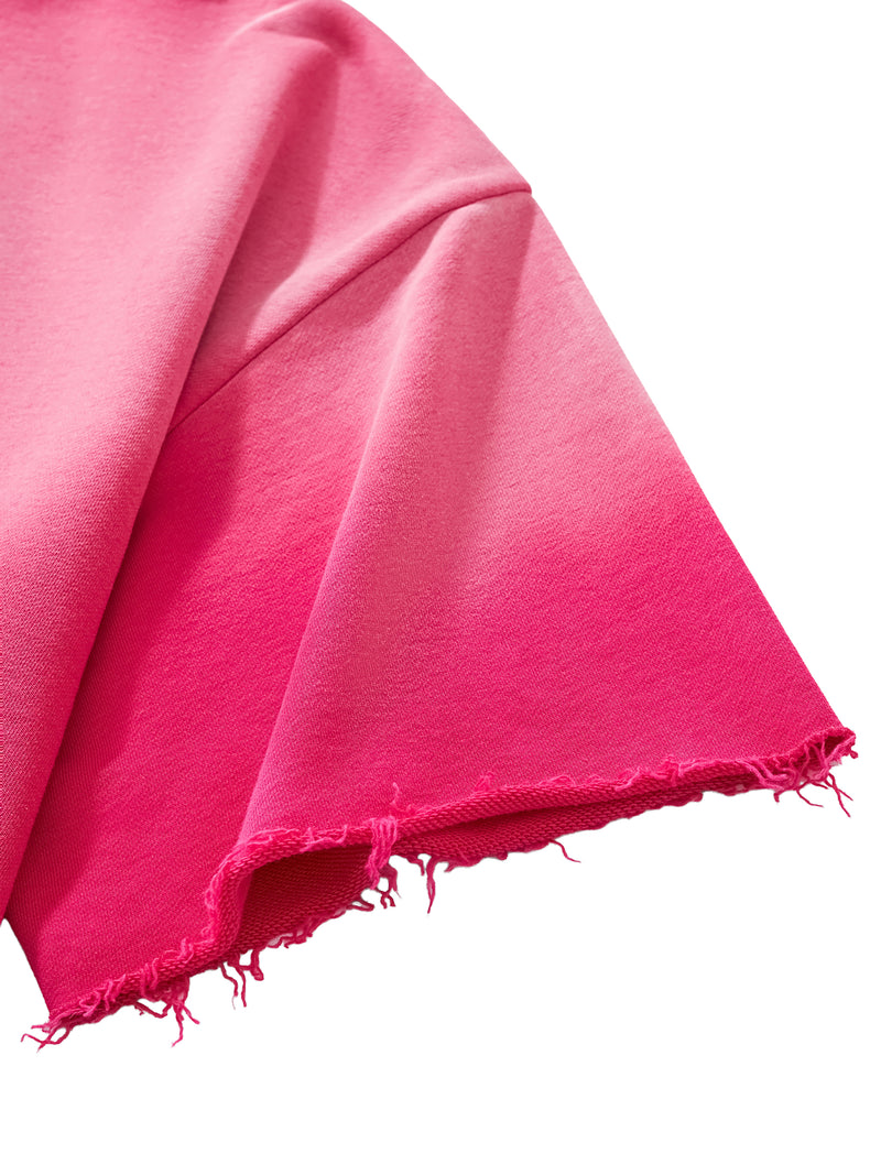 Load image into Gallery viewer, Close-up of a bright pink fabric with frayed edges on a white background
