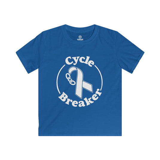 Blue t-shirt with 'Cycle Breaker' design on a white background