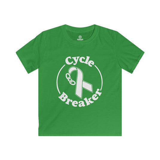 Green t-shirt with 'Cycle Breaker' design on a white background