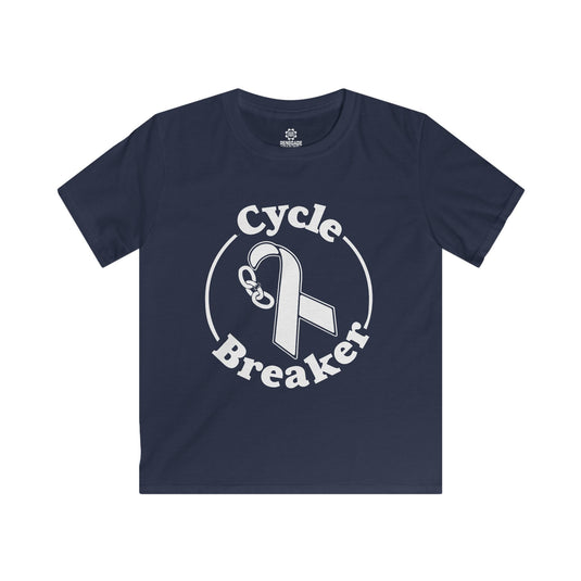 Navy blue t-shirt with 'Cycle Breaker' design on a white background
