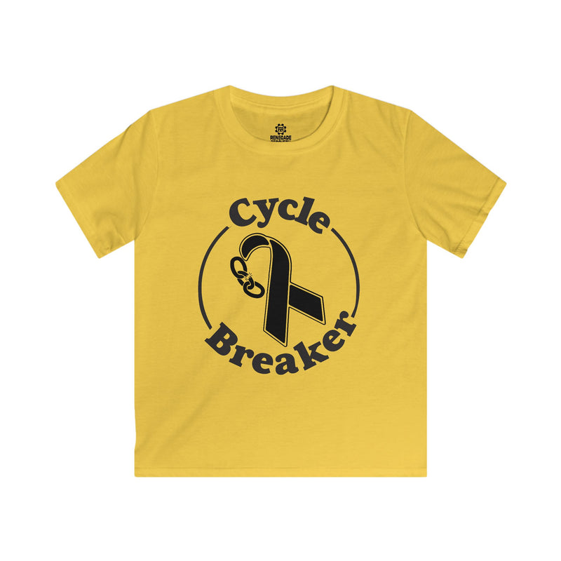Load image into Gallery viewer, Yellow t-shirt with 'Cycle Breaker' design on a white background
